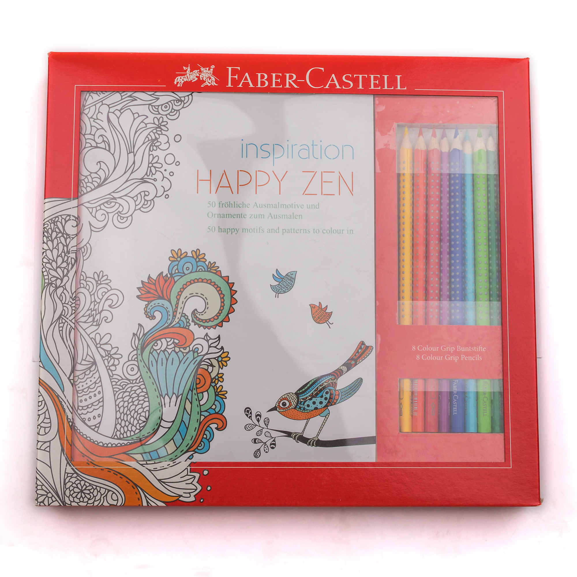 Faber-Castell Inspiration Happy Zen Set Coloring Book and 8 pencils for Adults